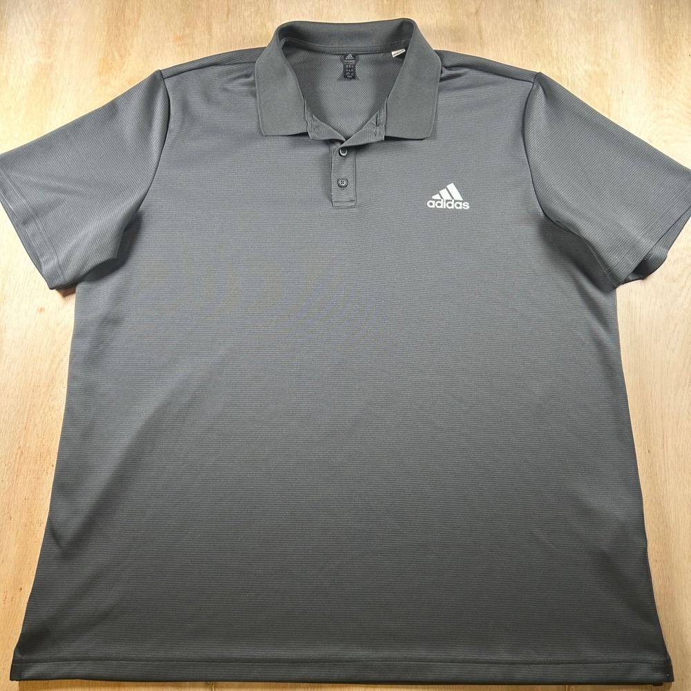 Adidas Primegreen Mens 2XL Gray Short Sleeve Performance Golf Polo Shirt